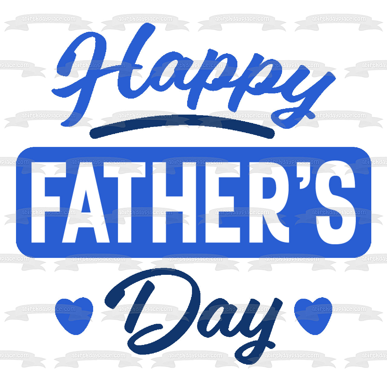 Adorno comestible para tarta con corazones azules, feliz día del padre, imagen ABPID57699 