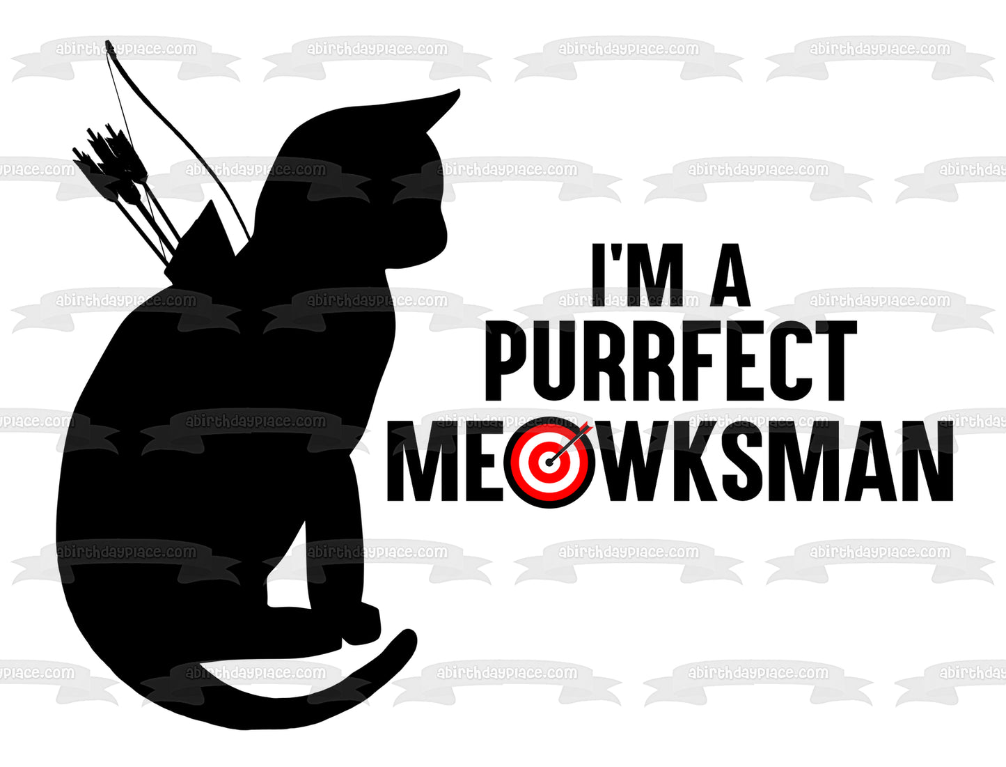 Purrfect Meowksman Archer Cat Silhouette Dungeons and Dragons Edible Cake Topper Image ABPID57719