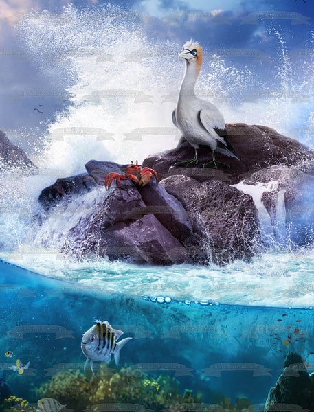 The Little Mermaid Sebastian Flounder Scuttle Poster Edible Cake Topper Image ABPID57739