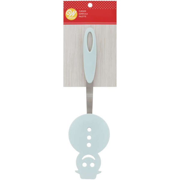 Light Blue Winter Snowman Plastic Turner or Spatula with Metal and Silicone Handle