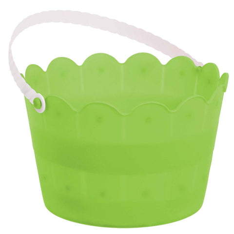 Kiwi Green Plastic Scalloped Easter Bucket, 1ct