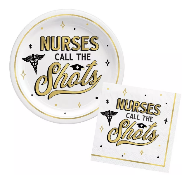 Nurses Call The Shots Plates and Napkins, 60pcs