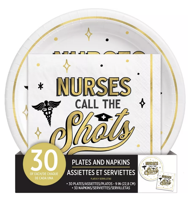 Nurses Call The Shots Plates and Napkins, 60pcs