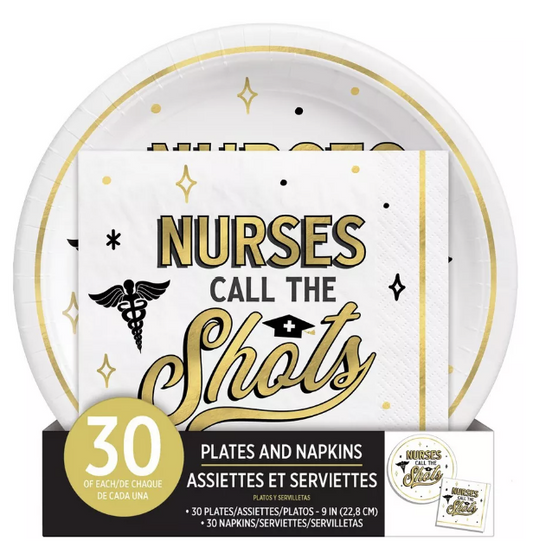 Nurses Call The Shots Plates and Napkins, 60pcs