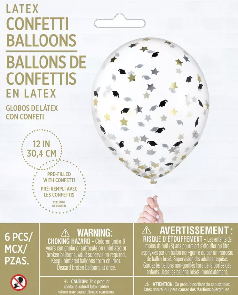 Grad Cap 12" Latex Balloons, 6ct