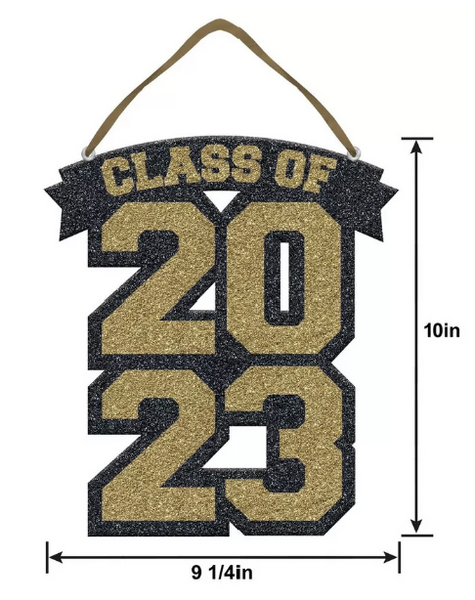 Glitter Gold Class of 2023 Sign, 1ct