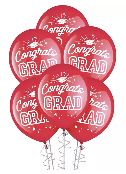 Grad 12" Latex Balloons - Red, 15ct