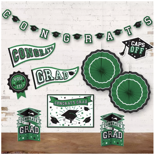 Grad Party Decorating Kit - Green, 10pcs