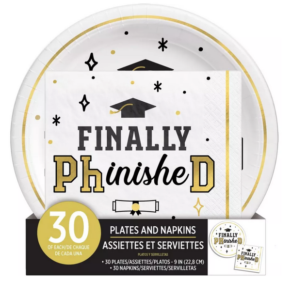 Finally PHinisheD Plates and Napkins, 60pcs