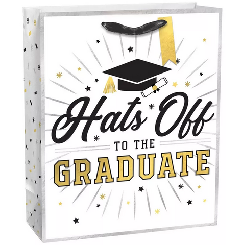 Hats Off To The Grad Large Glossy Gift Bag, 1ct