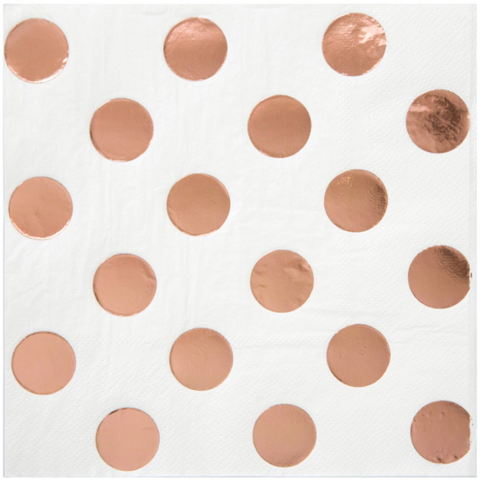 Rose Gold Foil Dots Beverage Napkins, 16ct
