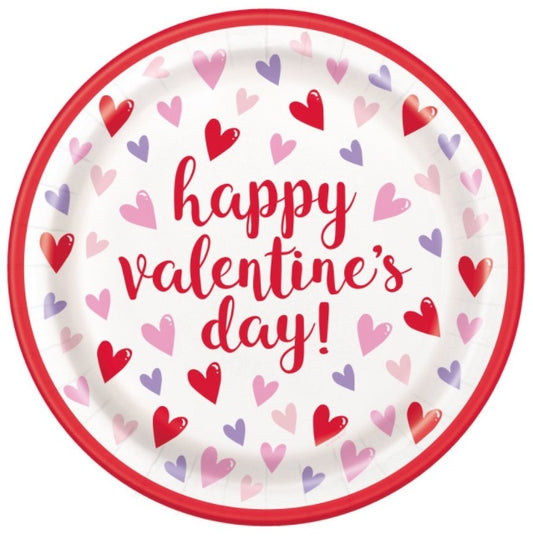 Platos llanos redondos de 9 pulgadas con corazones brillantes, 8 unidades