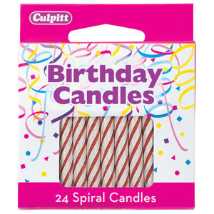 24 Red 2 ½" Smooth & Spiral Candles