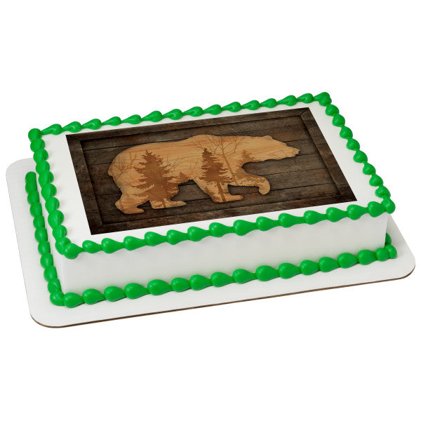 Rustic Bear Edible Cake Topper Image