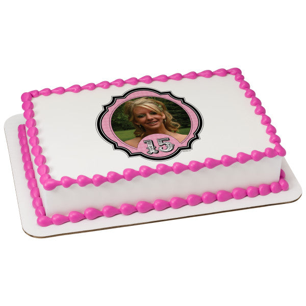 A Birthday Place - Cake Toppers - Fashionable 15 Edible Cake Topper Frame