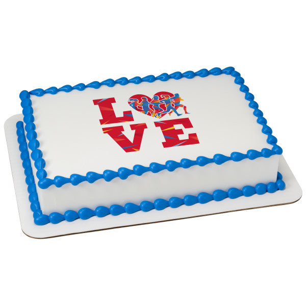 Track Love Edible Cake Topper Image