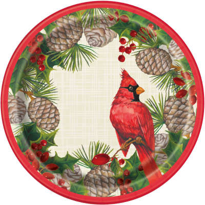 Red Cardinal Christmas Round 7" Dessert Plates, 8ct