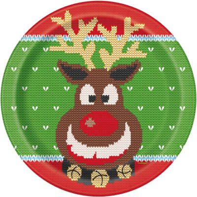 Ugly Sweater Christmas Round 9" Dinner Plates, 8ct