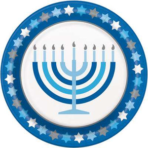 Starry Hanukkah Round 9" Dinner Plates, 8ct
