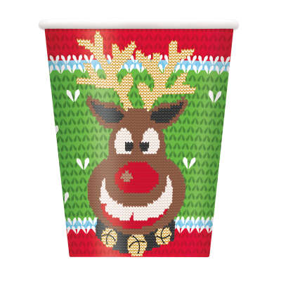 Ugly Sweater Christmas 9oz Paper Cups, 8ct
