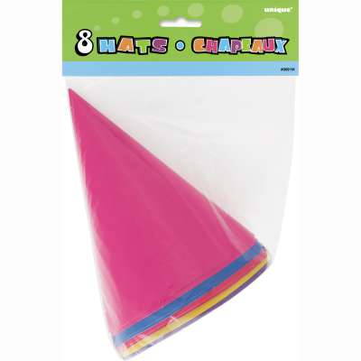 Party Hats Assorted Colors, 8ct