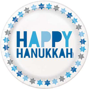 Starry Hanukkah Round 7" Dessert Plates, 8ct