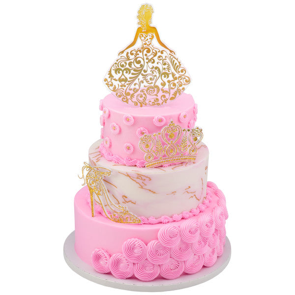 Decopac Cake Decorating Cake KIT-QUINCEANERA- Xl-Gold Cake and Cupcake Toppers for Birthdays and Parties