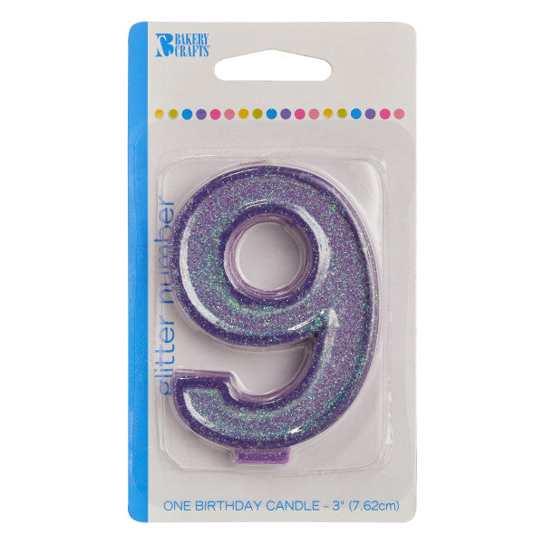 9 Glitter Numeral Candle