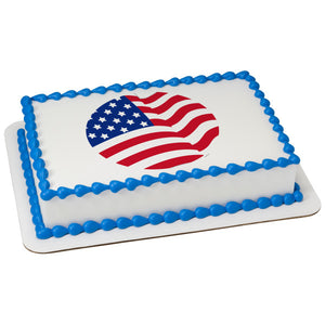 A Birthday Place - Cake Toppers - American Flag Round Edible Cake Topper Image