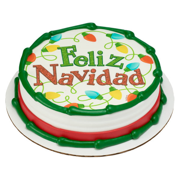 A Birthday Place - Cake Toppers - Playful Feliz Navidad Edible Cake Topper Image
