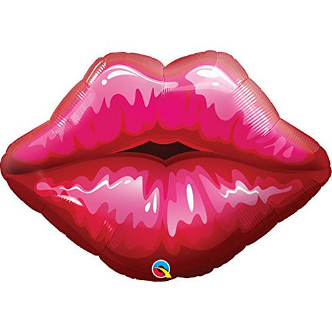 Red Kissey Lips 14" Foil Balloon - Inflated with Stick, 1ct