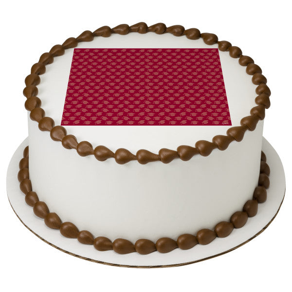 Burgundy Grad Hats Edible Cake Topper Image