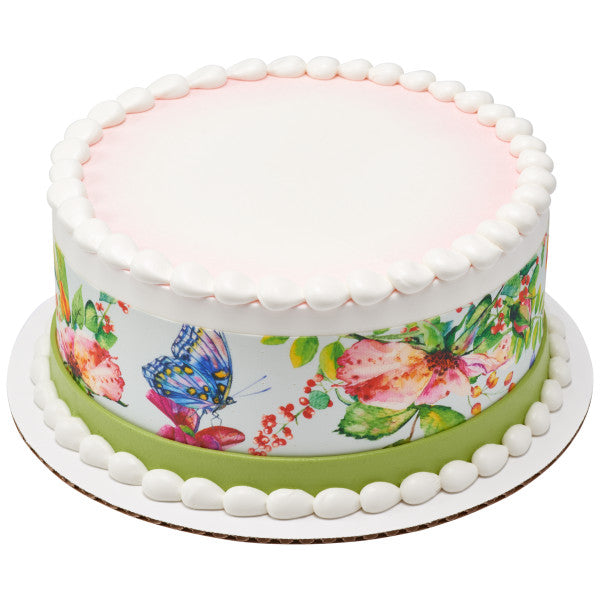Watercolor Floral Edible Cake Topper Image Strips