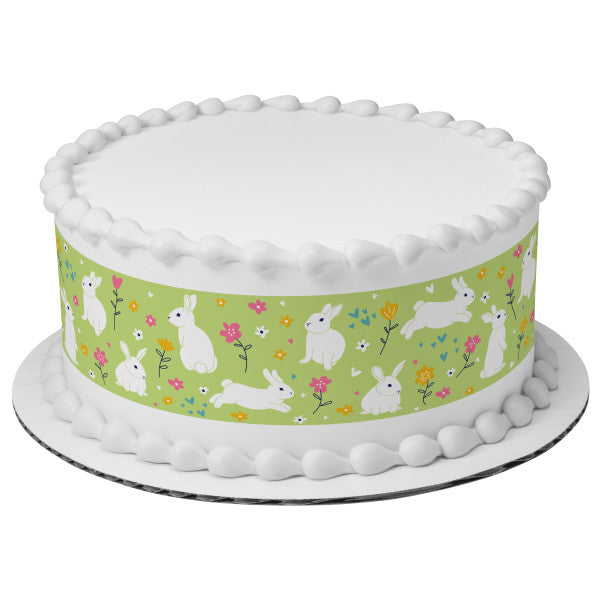 Nostalgic Easter Bunny Green Edible Cake Topper Image Strips
