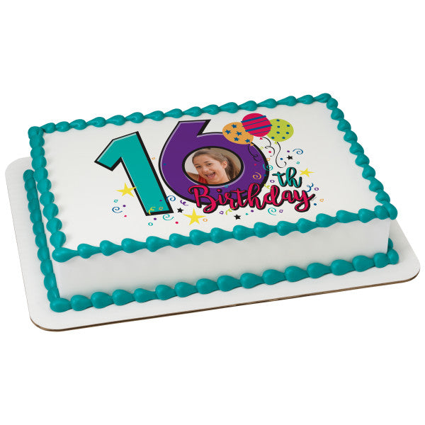 Happy 16th Birthday Edible Caker Topper Frame