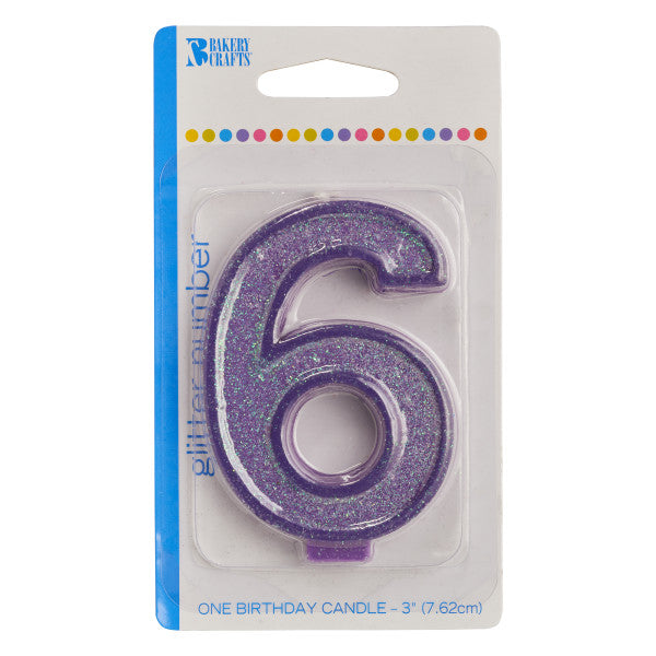 6 Glitter Numeral Candle