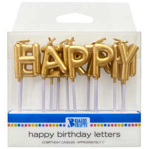 Gold Happy Birthday Letters Specialty Candles