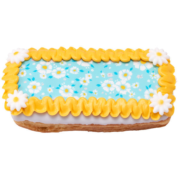 Tiras de imágenes comestibles para decoración de tartas con estampado de florecitas azules