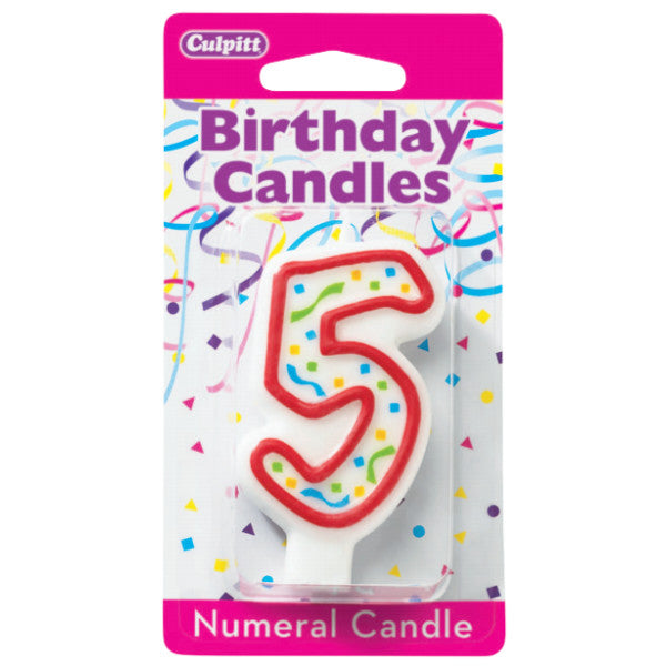 5 Party Red Numeral Candles