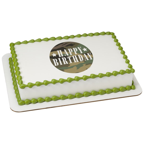 Camouflage Birthday Edible Cake Topper Image