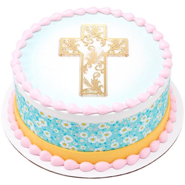 Tiras de imágenes comestibles para decoración de tartas con estampado de florecitas azules