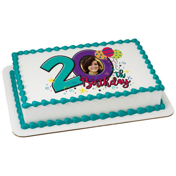 Happy 20th Birthday Edible Caker Topper Frame