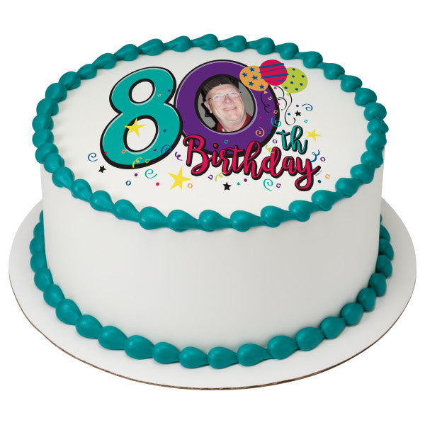 Happy 80th Birthday Edible Cake Topper Image Frame