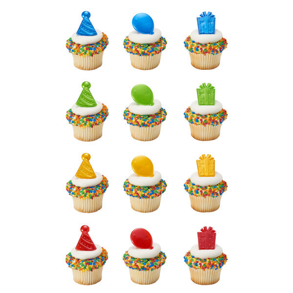 A Birthday Place - Cake Toppers - Happy Birthday Icons Cupcake Rings