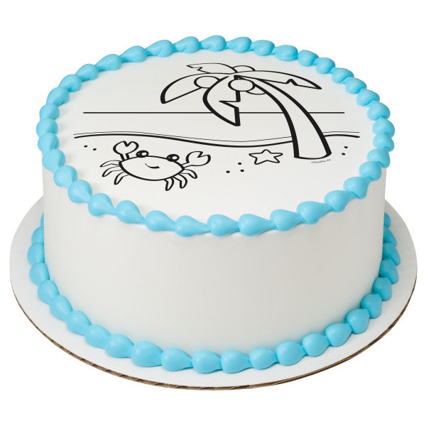 Paintable Beach Edible Cake Topper Image