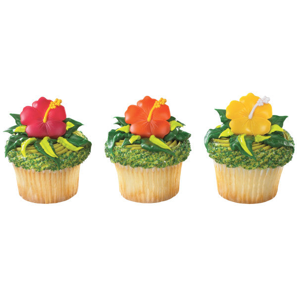 A Birthday Place - Cake Toppers - Hibiscus Flower Cupcake Rings