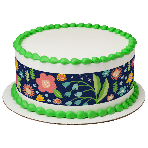 Spring Evening Florals Edible Cake Topper Image Strips