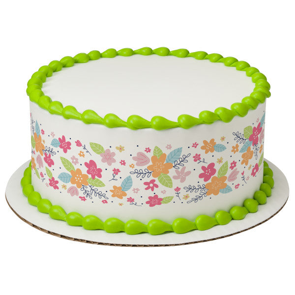 Tiras de imágenes de decoración comestible para tartas florales nostálgicas