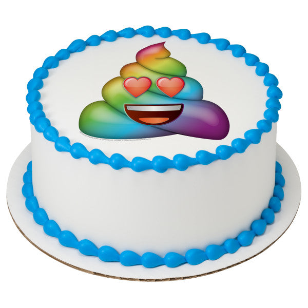 Emoji-Rainbow Love Poo Edible Cake Topper Image
