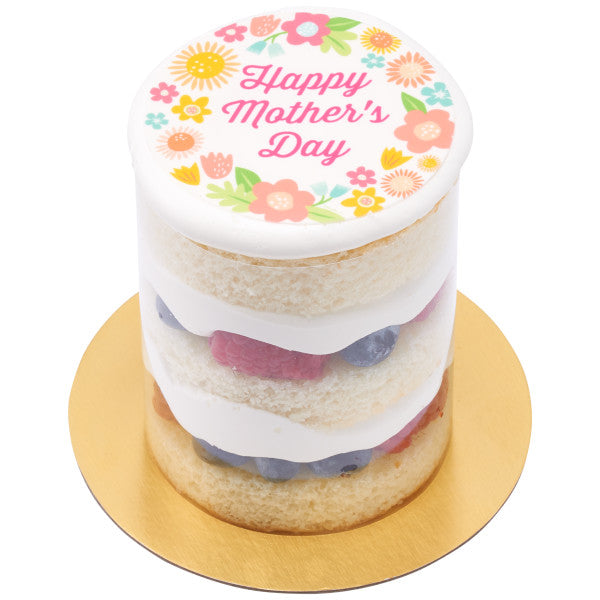 Marco de imagen de decoración comestible para tarta con corona de flores delicadas